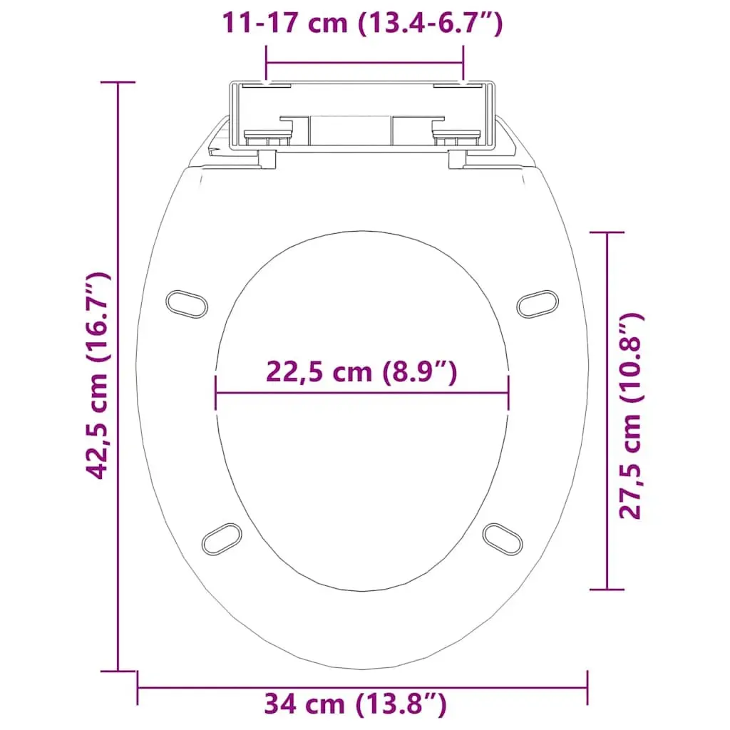 Toilet Seat Black Standard Bowl Soft Close Quick Release
