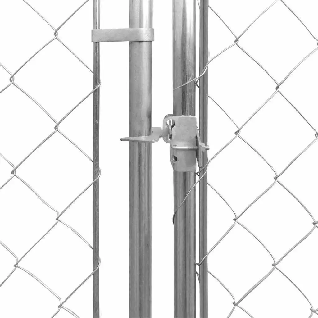 Dog Kennel Silver 193x193x225cm Canopy Top Outdoor Pet Run Exercise Playpen