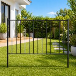 Black Steel Fence Panel 1.7x1m: Easy to Install and Sturdy