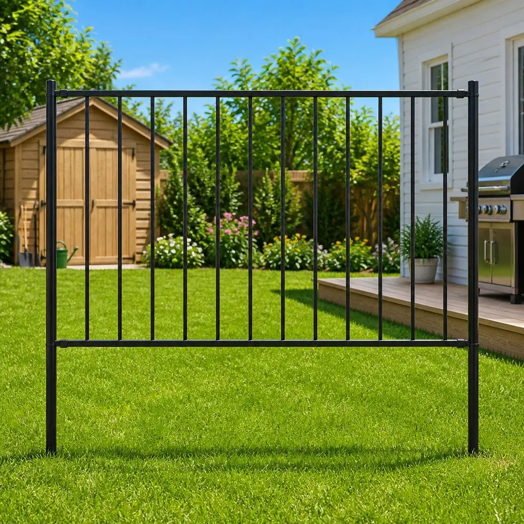 Steel Garden Fence Panel Black 1.7 x 1.25 m Weather Resistant