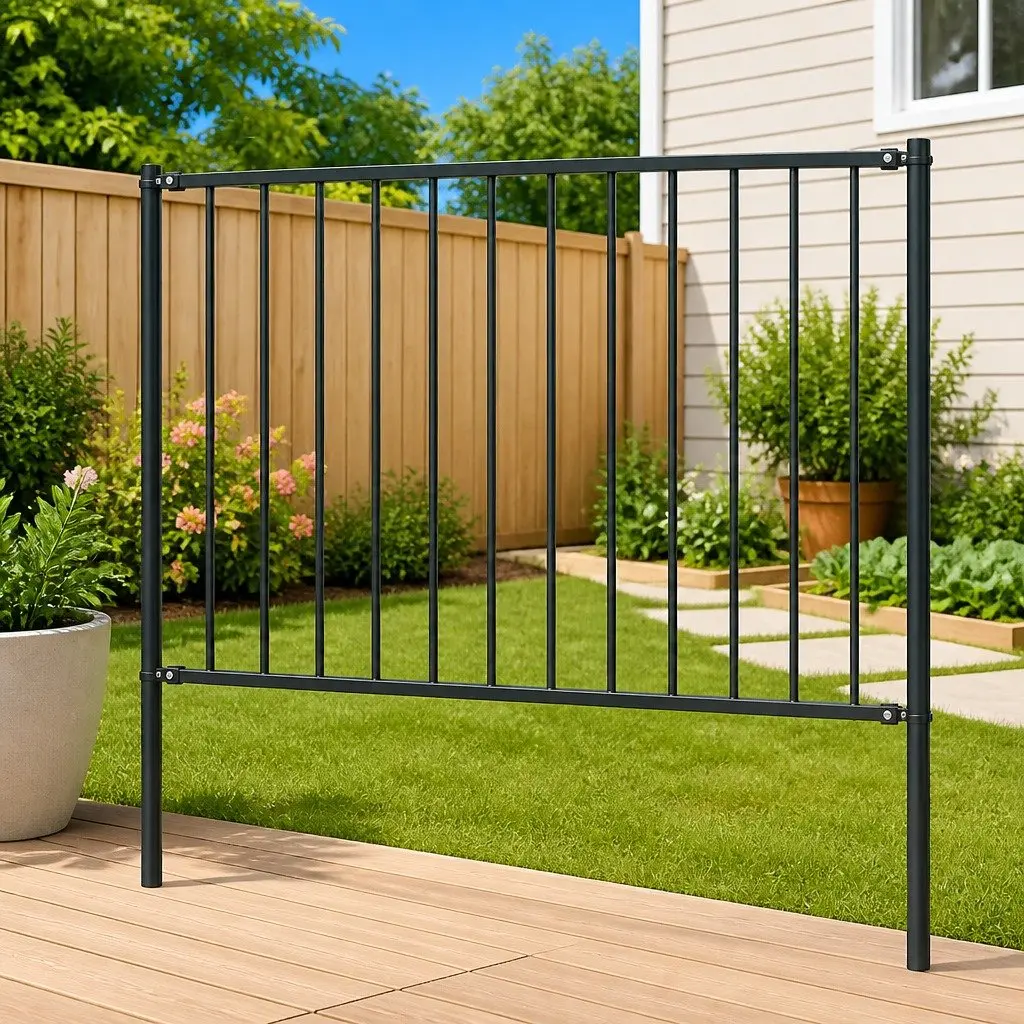 Steel Fence Panel Anthracite 1.7 x 1 m Weather and Corrosion Resistant Outdoor Garden Partition