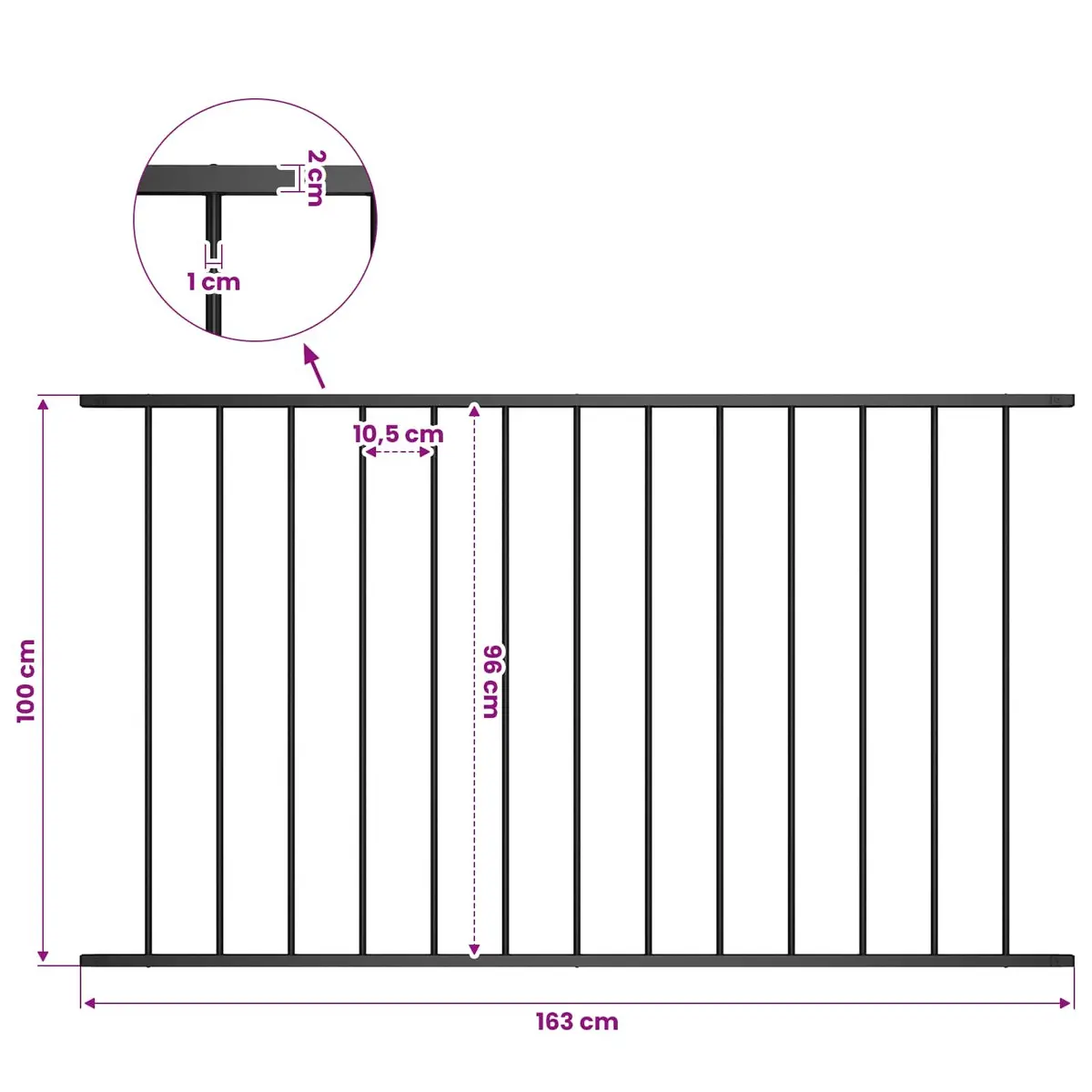 Steel Fence Panel Black 1.7 x 1 m Weather Resistant Outdoor Garden Barrier