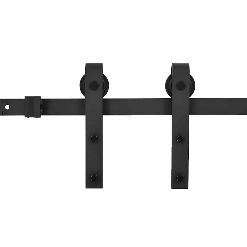 Sliding Door Hardware Kit Black 200cm Steel Track Rail Roller Set