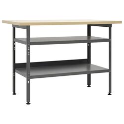 Compact Grey Workbench with Shelving 120x60x85cm