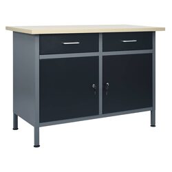Concise Heavy Duty Workbench with Two Lockable Cabinets