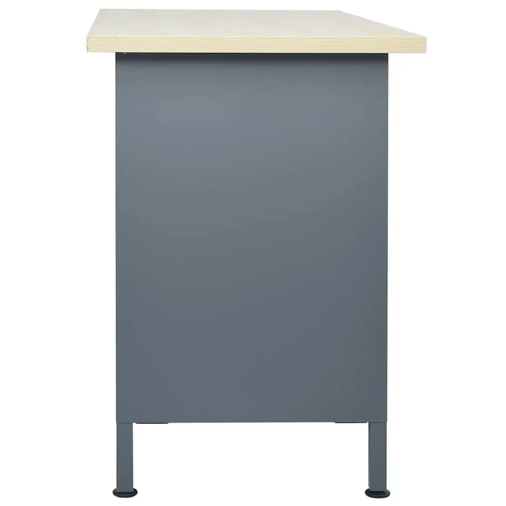 Heavy Duty Workbench Black 120x60x85 cm Sturdy Top 2 Drawers 2 Lockable Cabinets