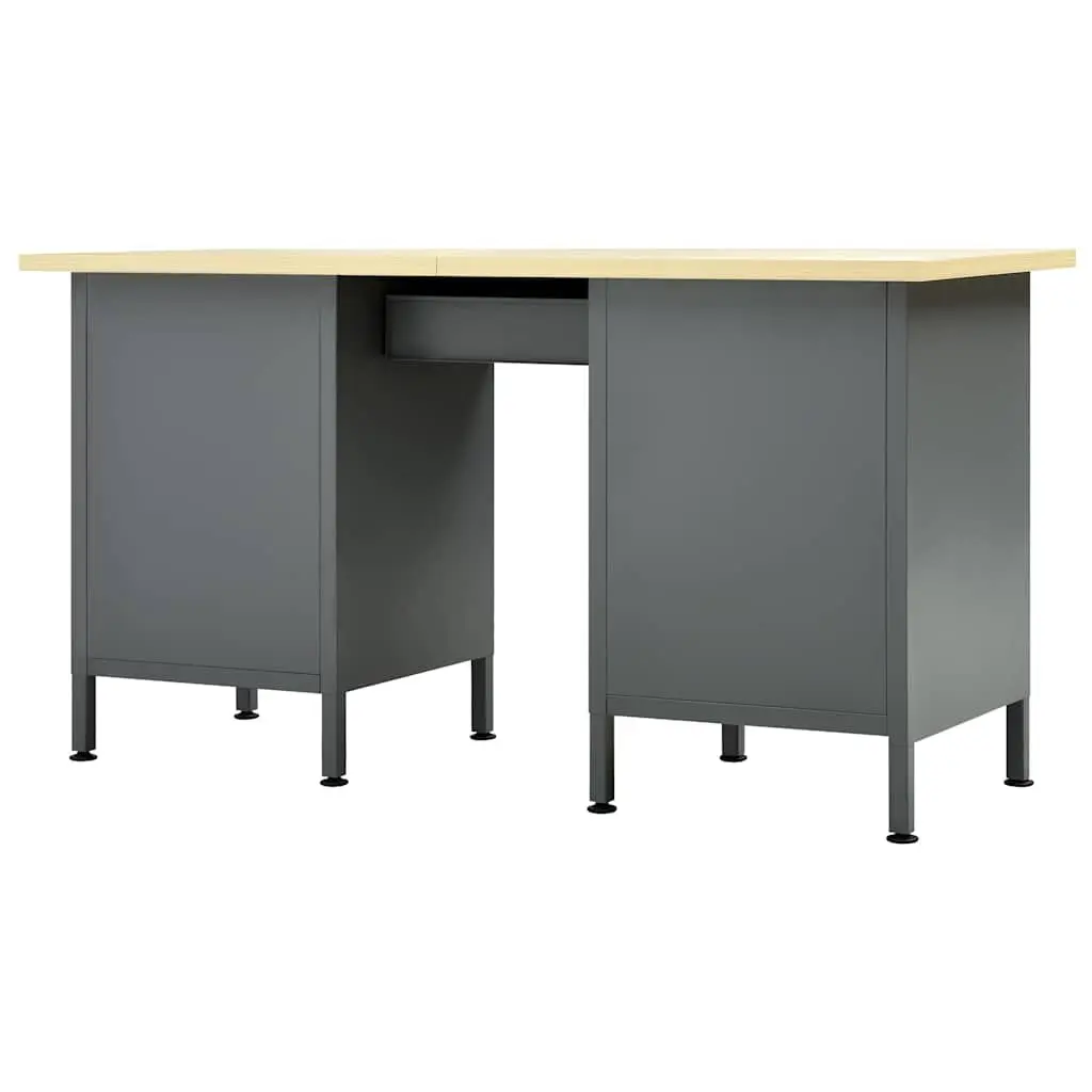 Heavy Duty Workbench Black 160x60x85cm 6 Drawers Lockable Cabinet