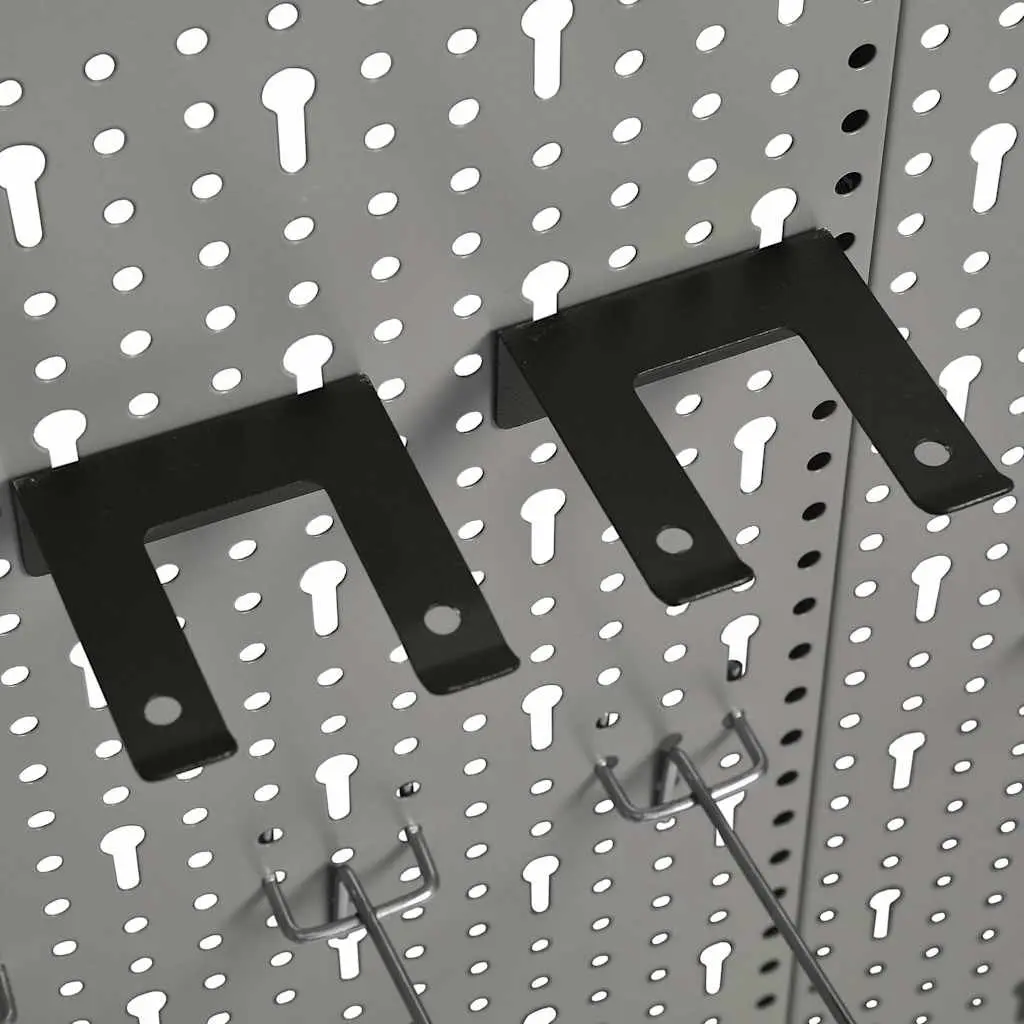 Wall-mounted Tool Pegboards Grey 40x58 cm Steel Panel Organisation Storage 3 Piece