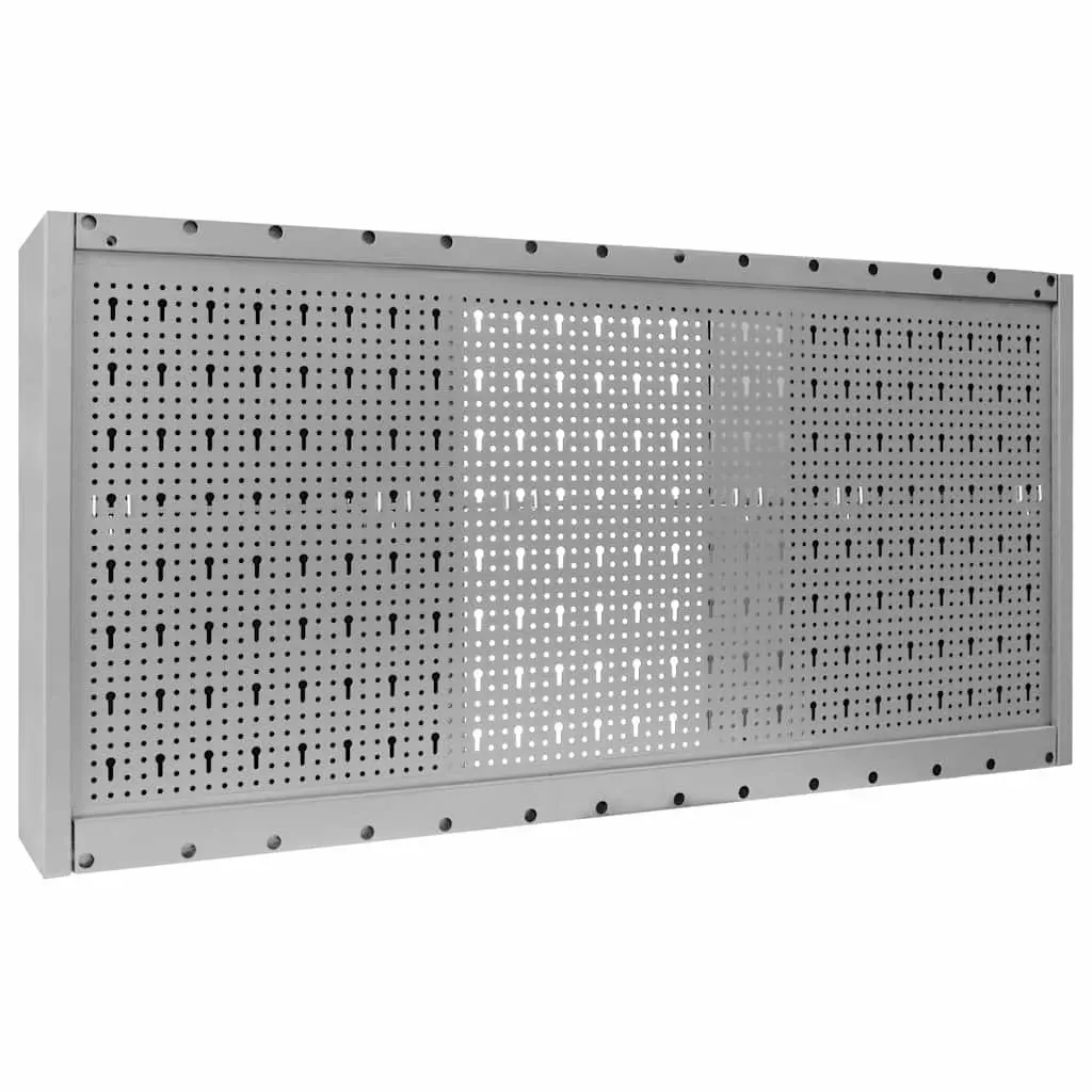 Wall Mounted Tool Cabinet Grey Metal with Lockable Doors and Adjustable Shelves
