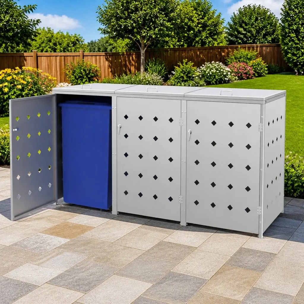 Triple Wheelie Bin Shed for Easy Waste Storage