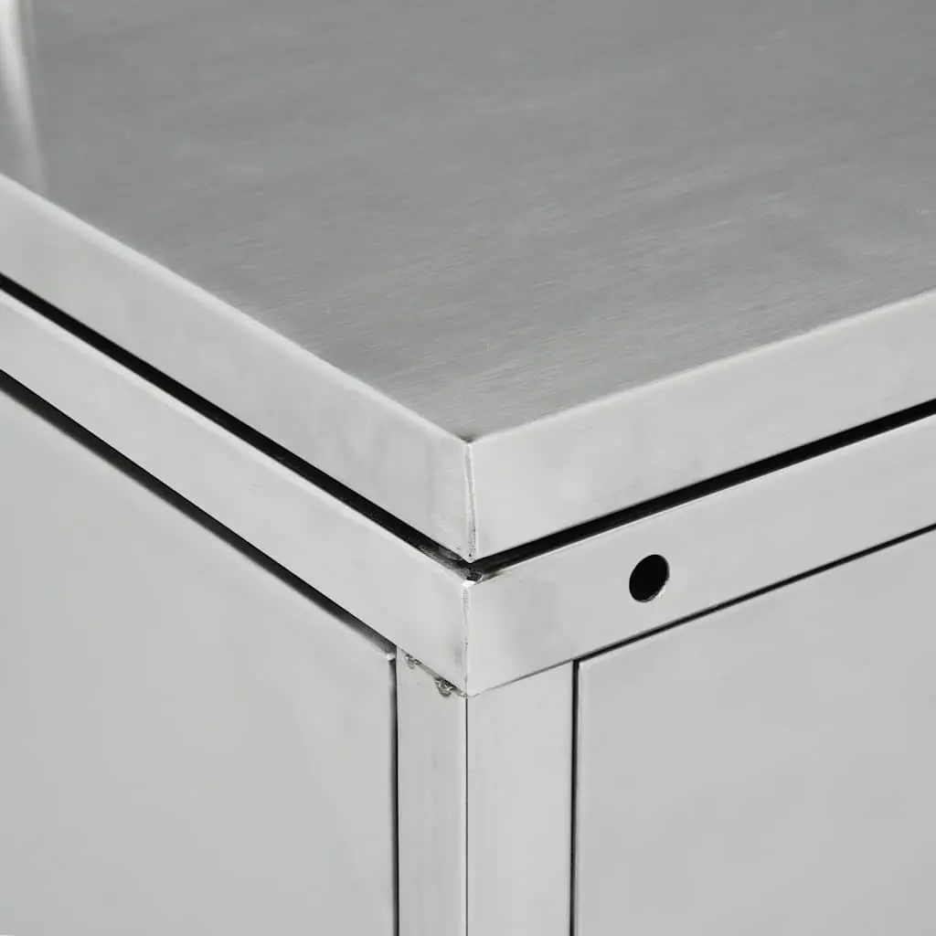 Wheelie Bin Shed Silver 240 L Stainless Steel Ventilation Locking System Hinged Door