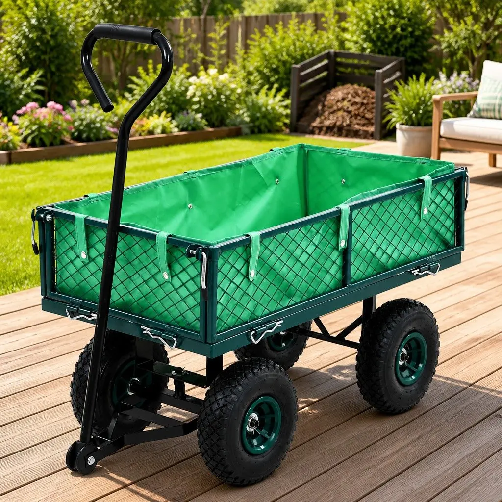 Garden Hand Trolley with Pneumatic Wheels