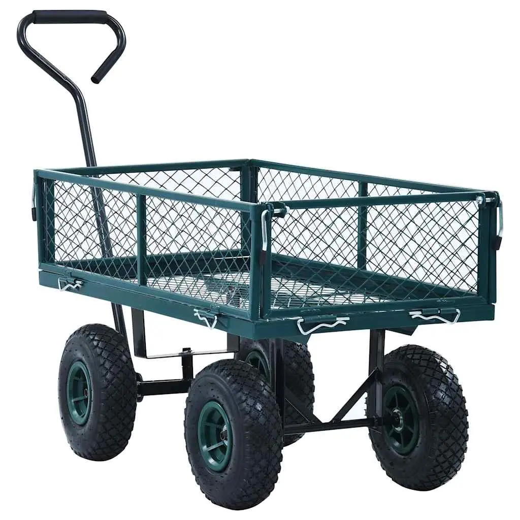 Garden Hand Trolley Red Heavy-Duty Steel 250kg Load Capacity Pneumatic Wheels