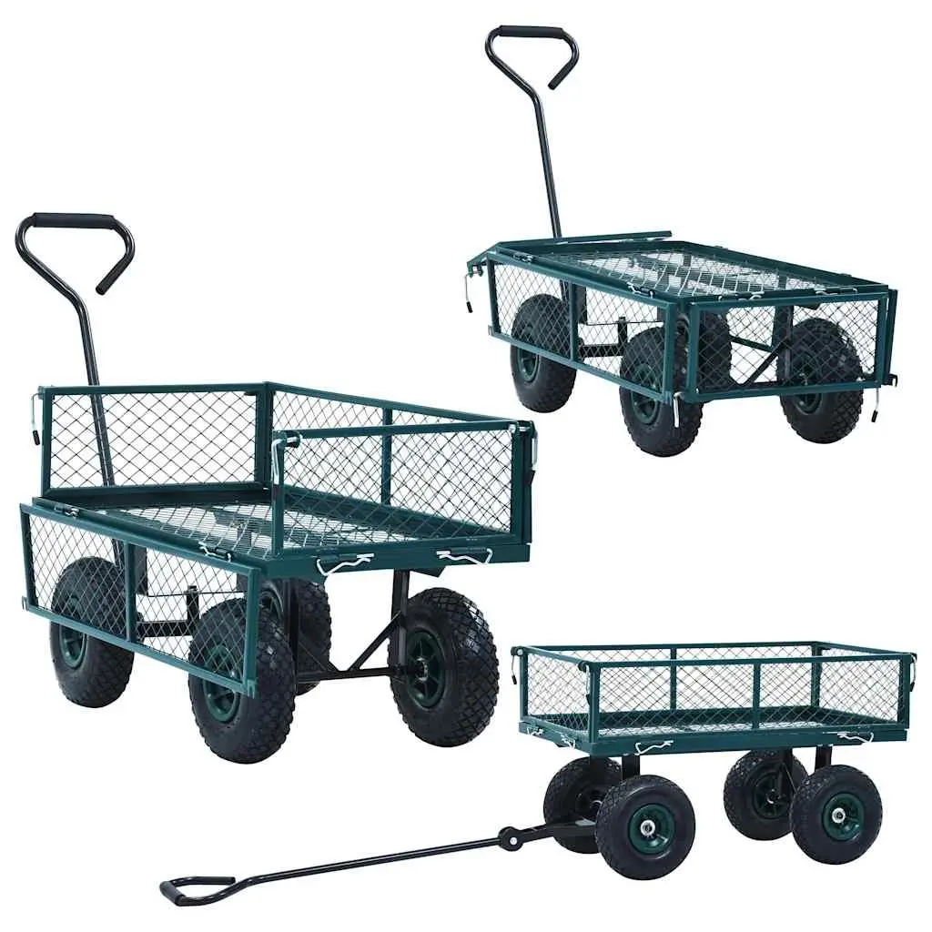 Garden Hand Trolley Red Heavy-Duty Steel 250kg Load Capacity Pneumatic Wheels