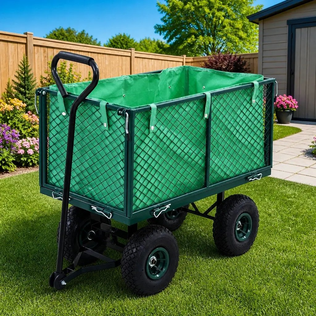 Garden Hand Trolley 350kg Load Capacity Heavy Duty Steel Cart Green