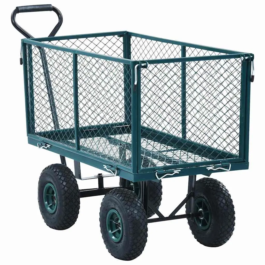 Garden Hand Trolley Green Heavy Duty Steel Cart 350kg Load Capacity
