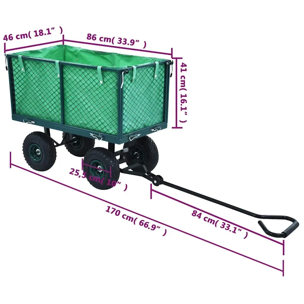 Garden Hand Trolley Green Heavy Duty Steel Cart 350kg Load Capacity