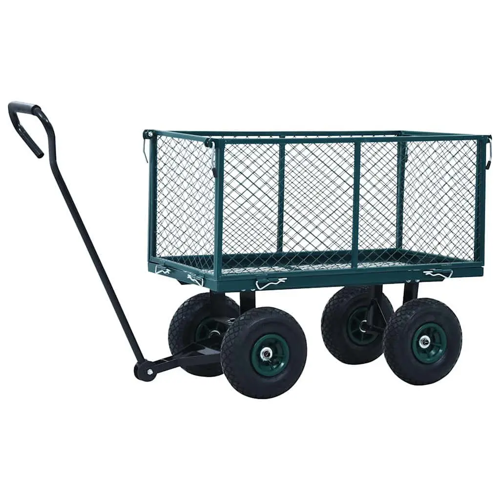 Garden Hand Trolley Green Heavy Duty Steel Cart 350kg Load Capacity