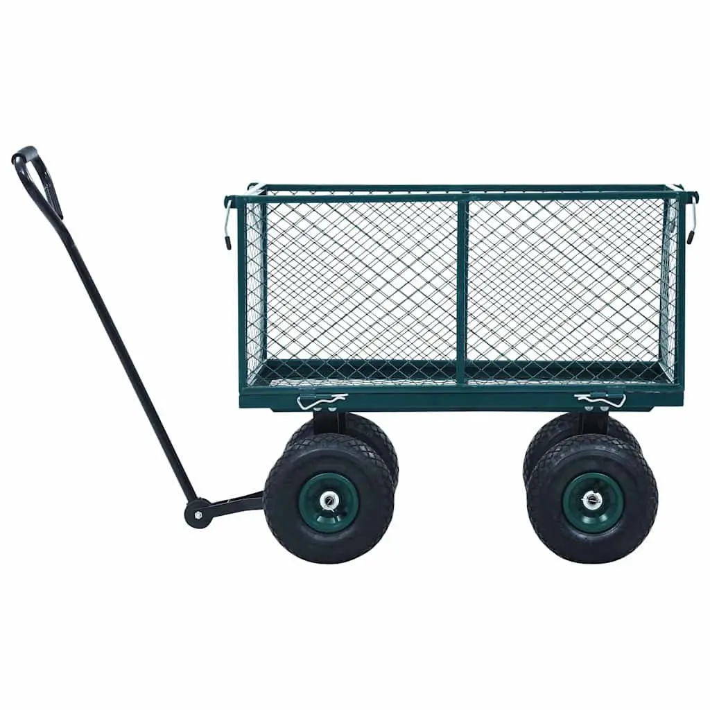 Garden Hand Trolley Green Heavy Duty Steel Cart 350kg Load Capacity