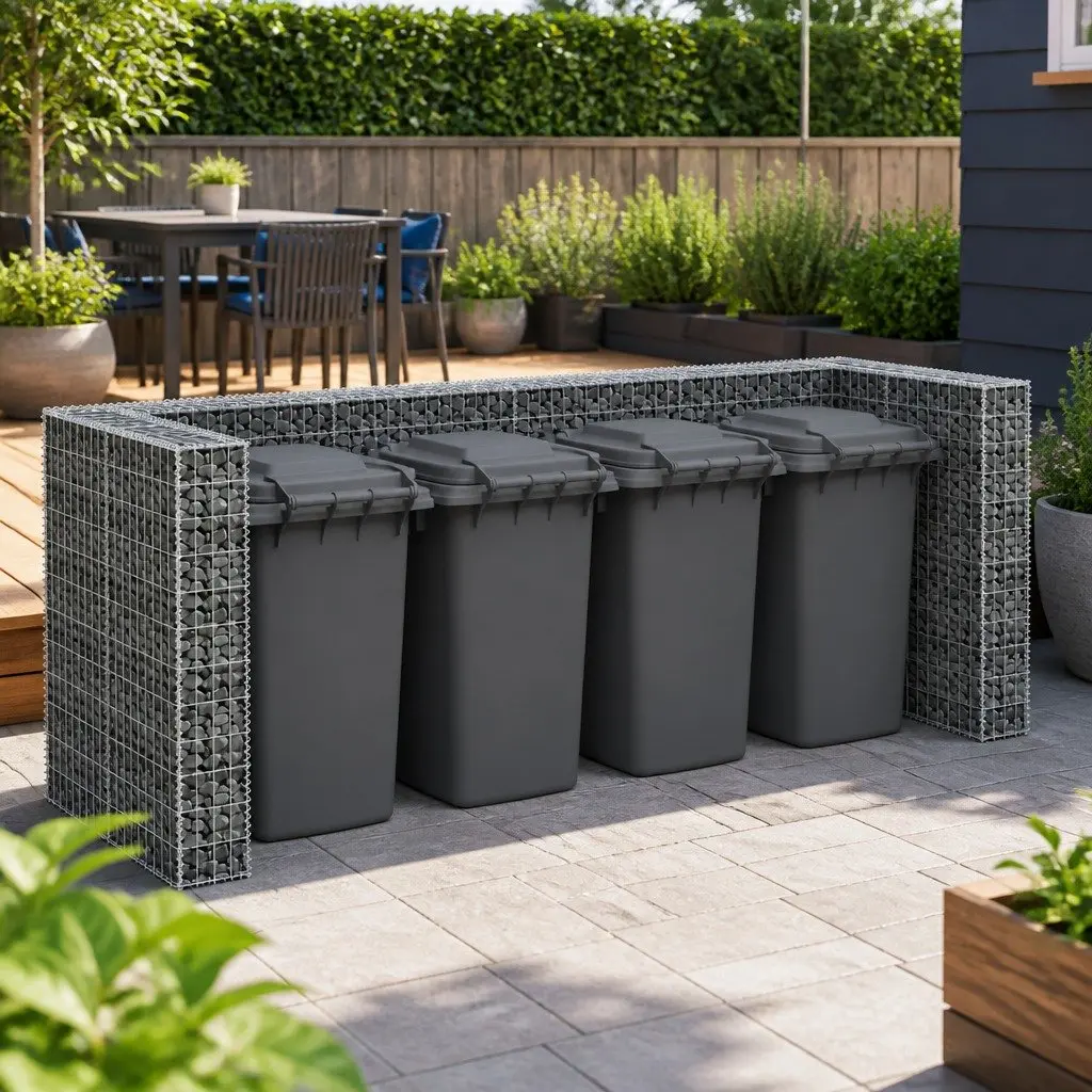 Gabion Wall Enclosure for Garbage Bins