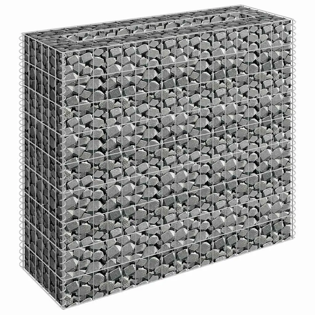 Gabion Planter Silver Steel Wire Mesh Raised Garden Bed 90x30x90cm Weather Resistant Easy Assembly