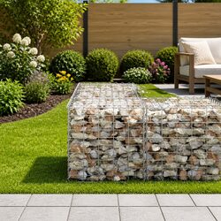 Cube Gabion Raised Bed Steel Wire Garden Planter 50x50x50cm Silver Border