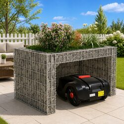Space-Saving Lawn Mower Garage & Planting Area