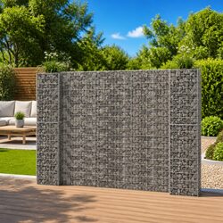 Gabion Planter H-Shaped Garden Border Steel Wire 260x40x200cm Silver
