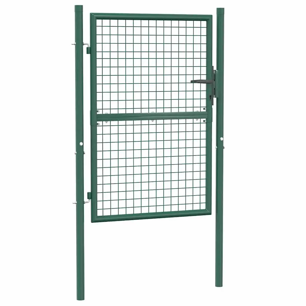 Steel Fence Gate Green 100x125cm Heavy Duty Powder Coated Construction