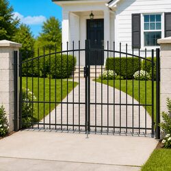 Black Garden Gate Double Door Barrier 299.5x224.5cm with Spike Tops