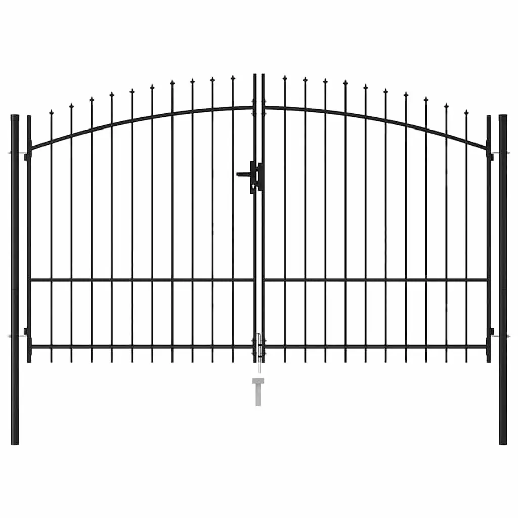 Garden Gate Black 299.5x224.5cm Double Door Fence Barrier with Spike Top