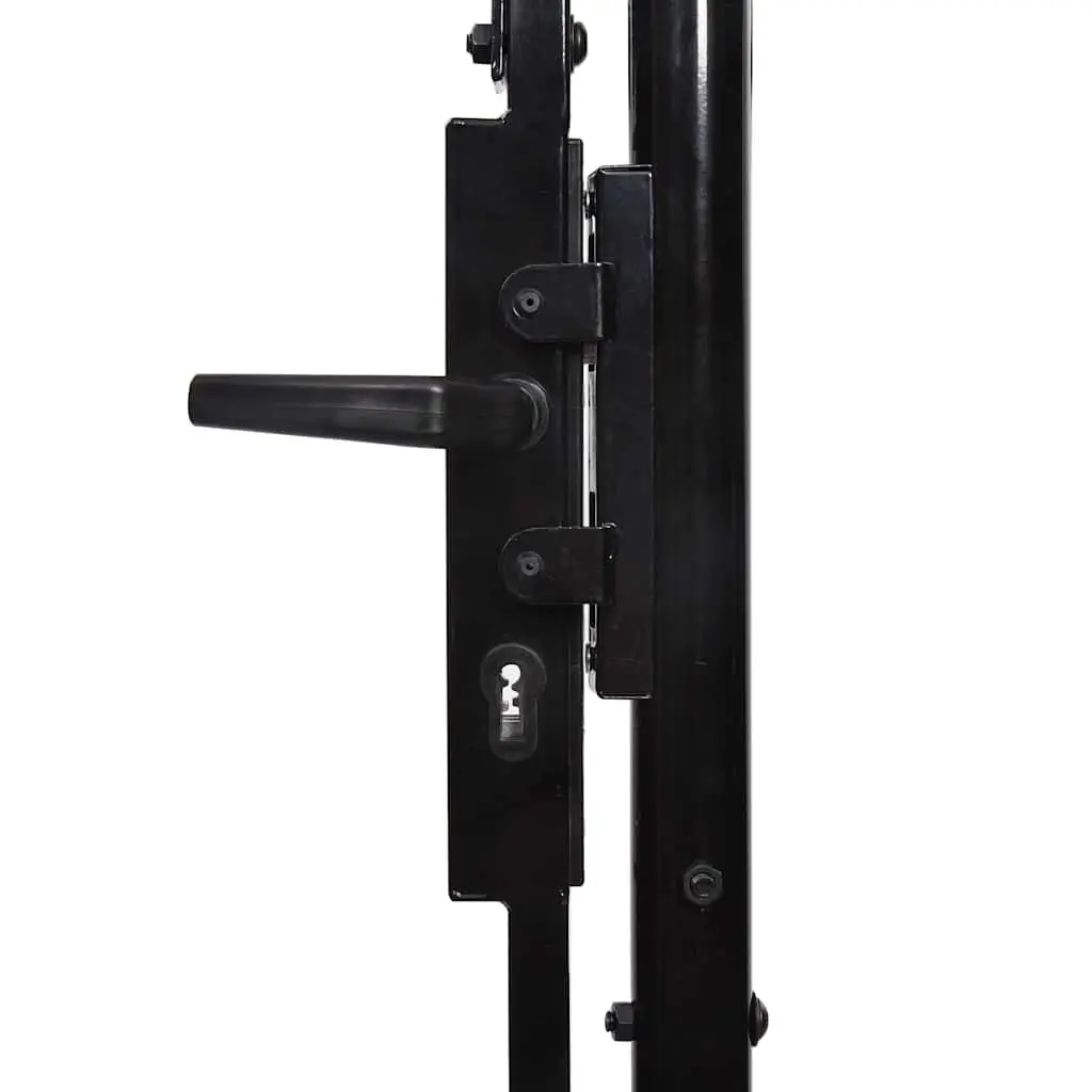 Double Door Fence Gate with Spear Top Black Garden Barrier 400x224.5cm Entry