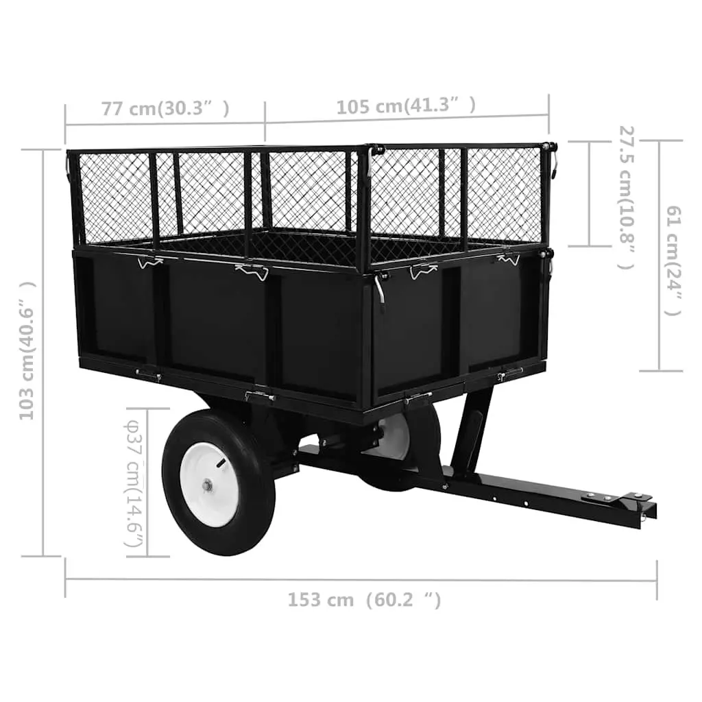 Tipping Trailer Green 300kg Load Capacity Extendable Sides for Lawn Mower