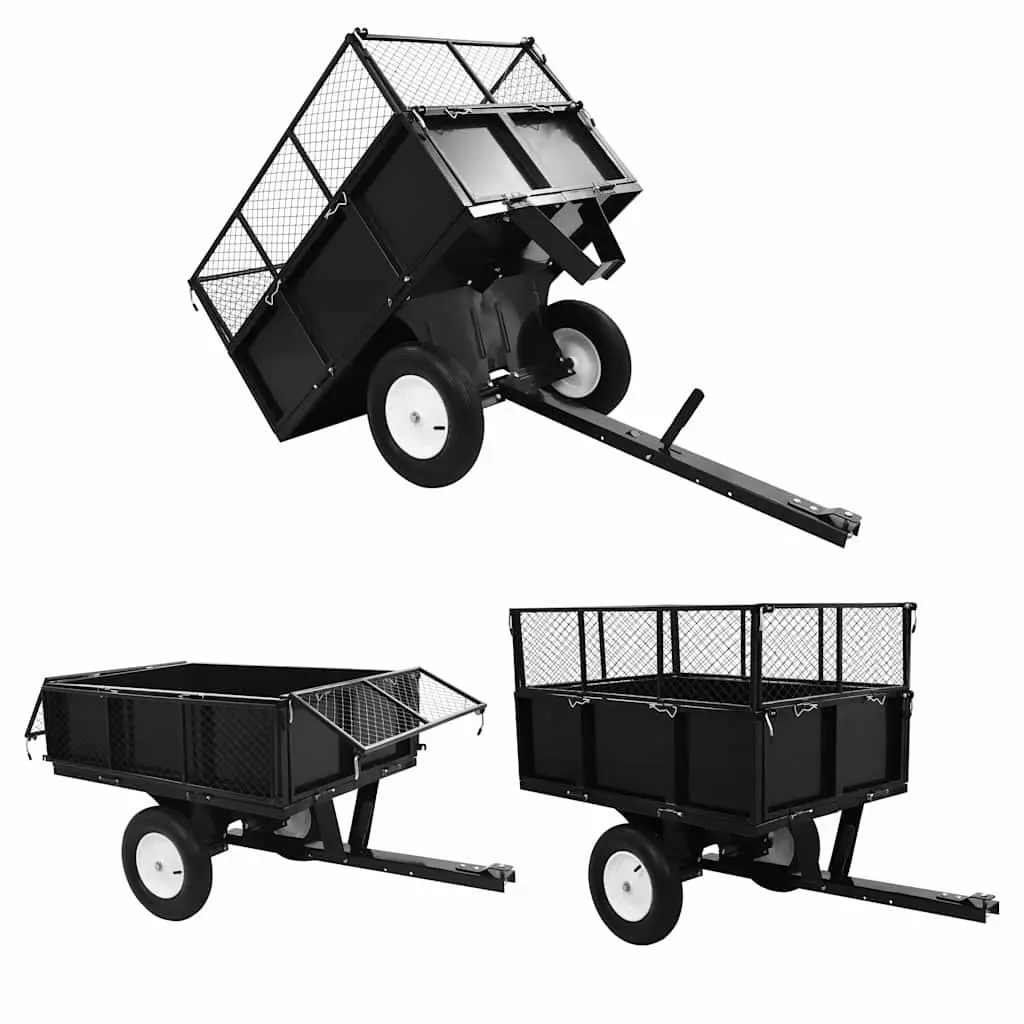 Tipping Trailer Green 300kg Load Capacity Extendable Sides for Lawn Mower