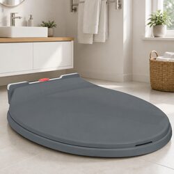 Soft-Close Toilet Seat Quick Release Grey Oval Standard Bowl Bathroom