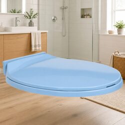 Blue Toilet Seat with Soft-Close Technology