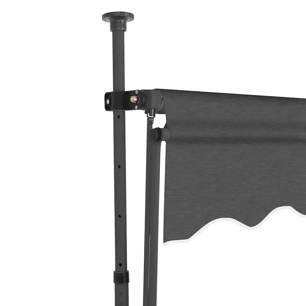 Manual Retractable Awning Anthracite 250cm Solar LED Lights Adjustable Height and Angle