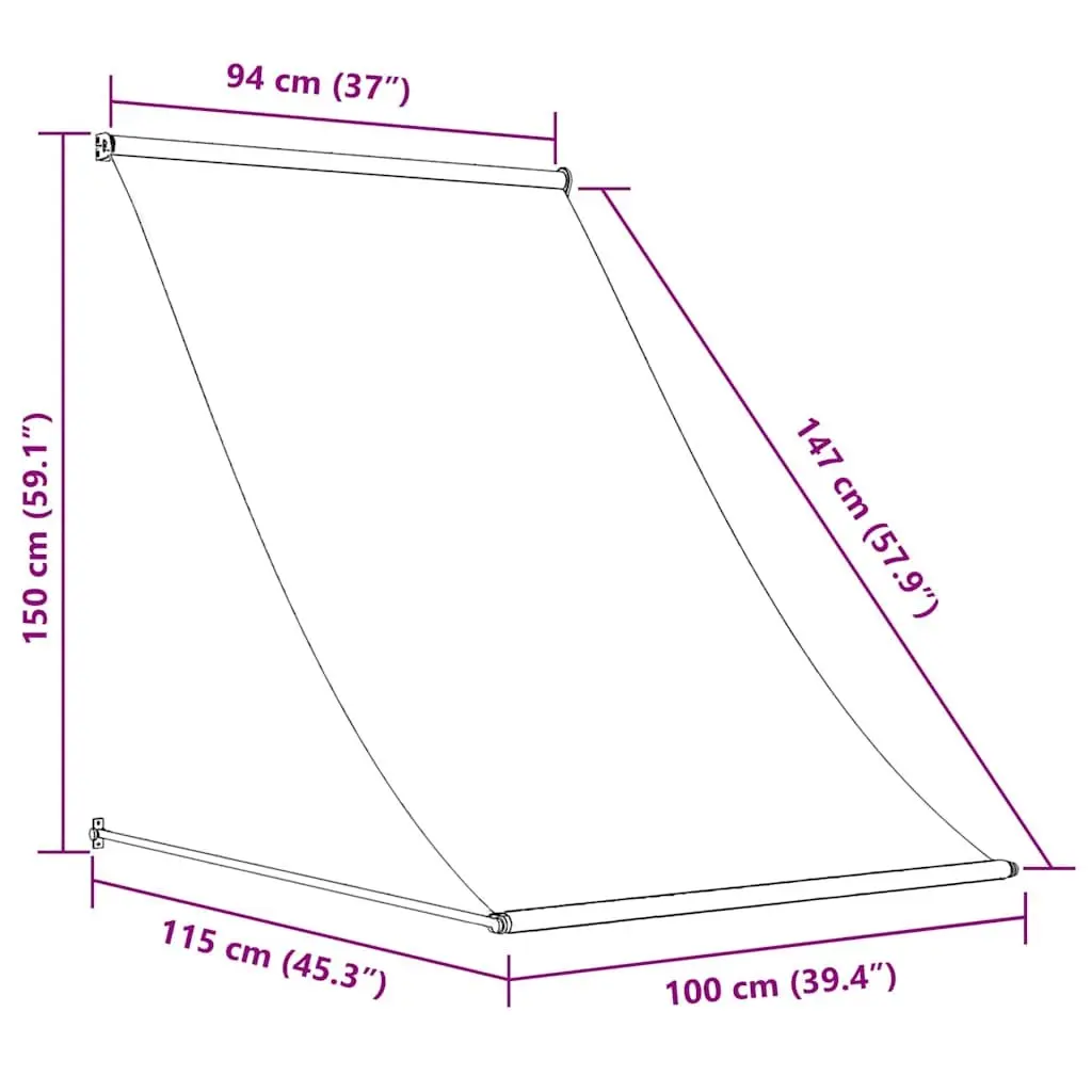Retractable Awning Anthracite 100x150 cm Water UV Weather Resistant Polyester Canopy