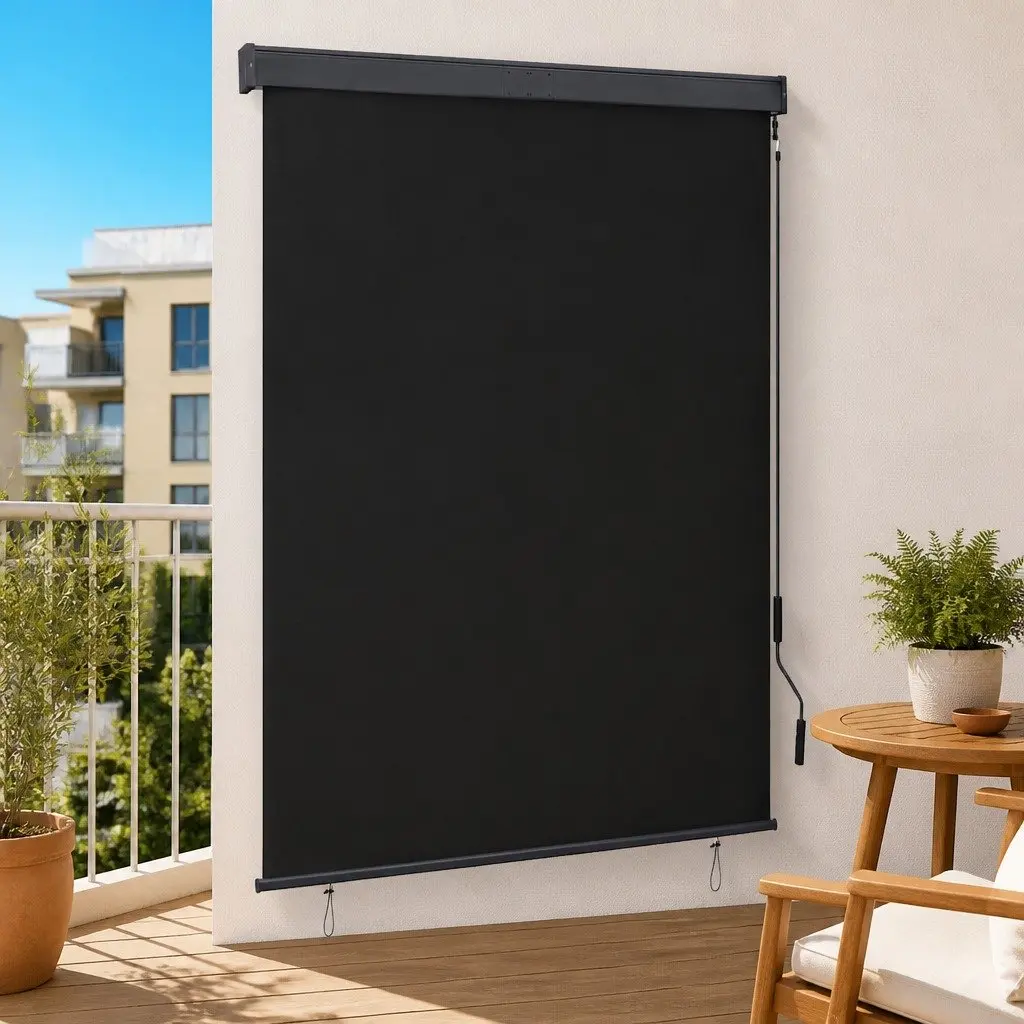 Outdoor Roller Blind Anthracite 140x250cm Hand Crank Mechanism
