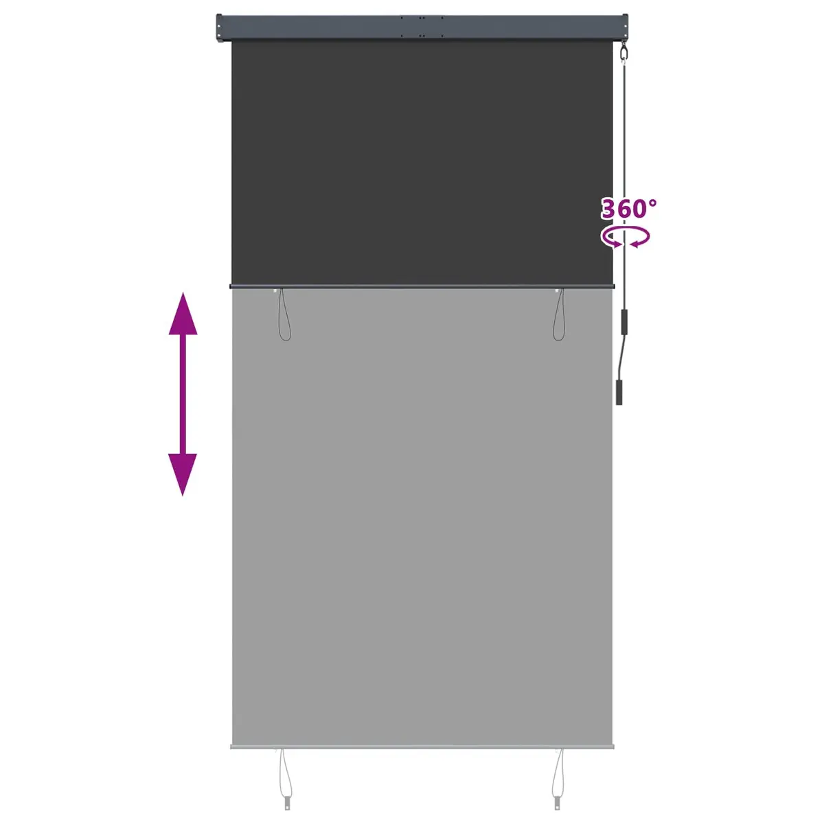 Outdoor Roller Blind Anthracite 140x250cm Hand Crank Mechanism