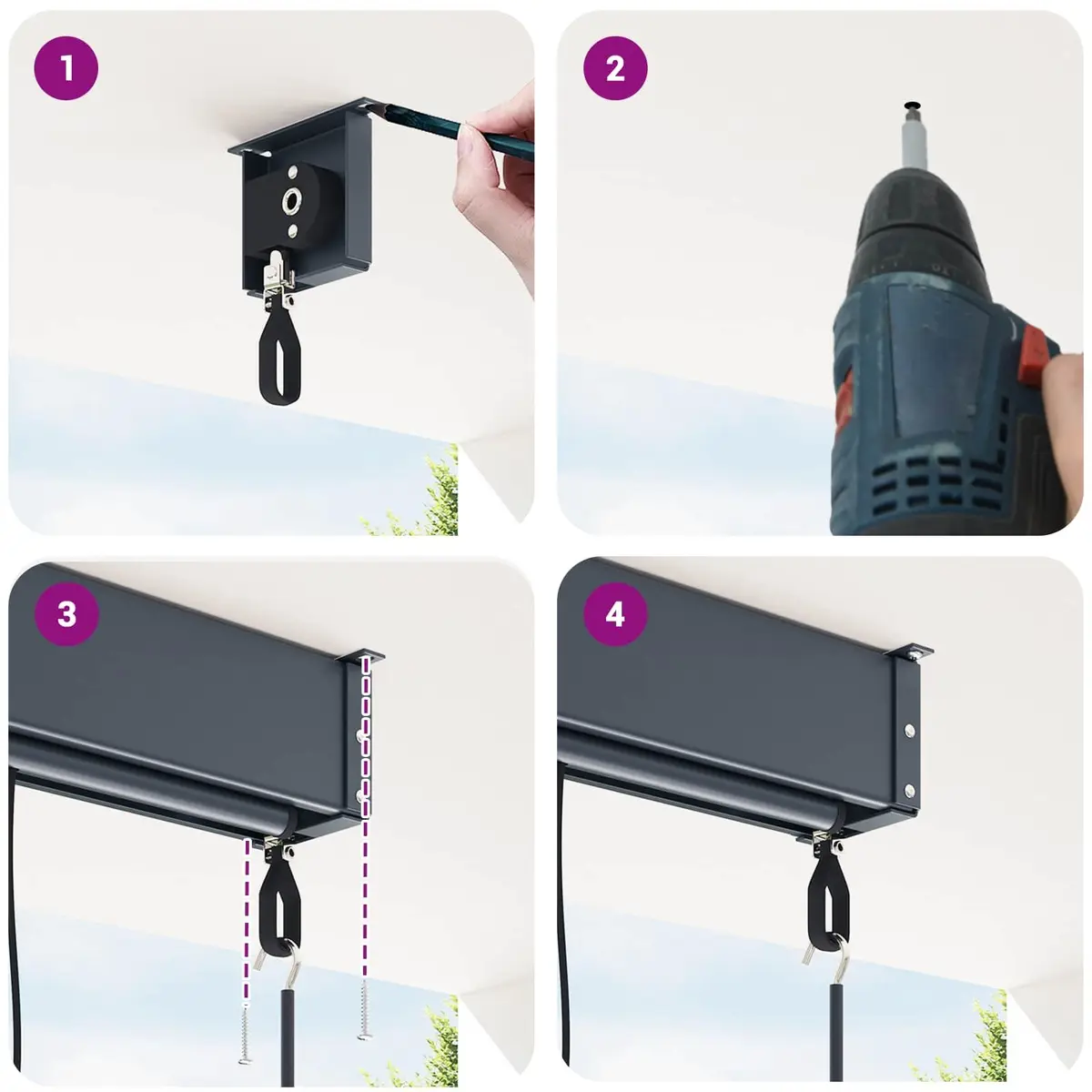 Outdoor Roller Blind Anthracite 140x250cm Hand Crank Mechanism