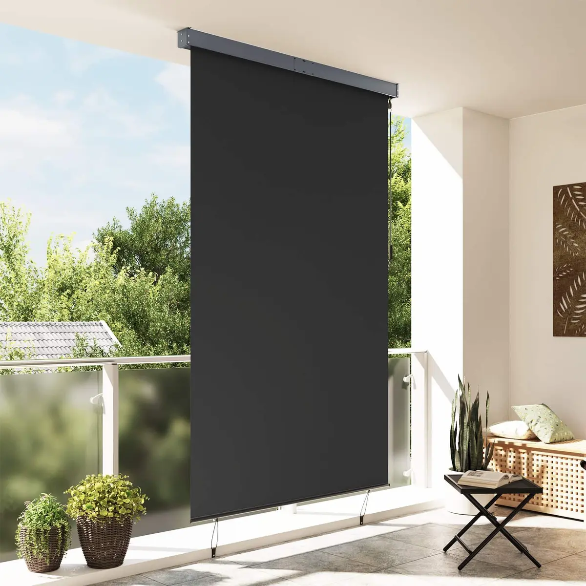 Outdoor Roller Blind Anthracite 160x250 cm Hand Crank Shade