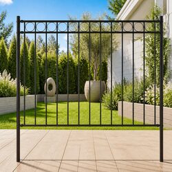 Compact and Sturdy Black Steel Garden Fence Panel 1.7x1m