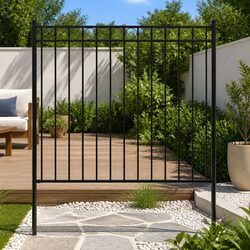 Compact Black Decorative Garden Fence Panel 1.7x1.5m