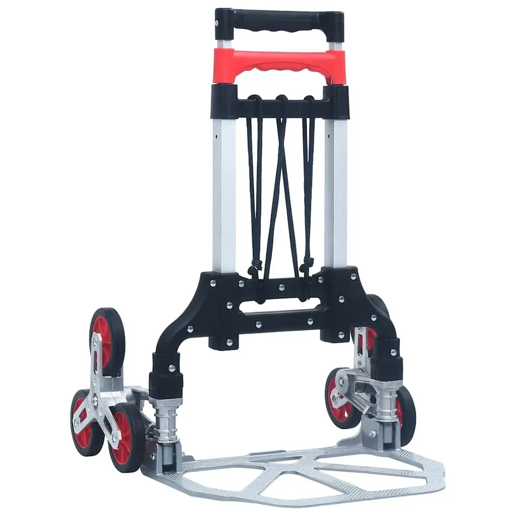 Foldable Stair Climbing Cart Black Aluminium 70kg Capacity Portable Three Wheel
