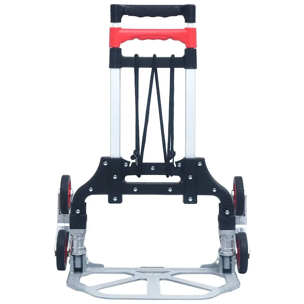 Foldable Stair Climbing Cart Black Aluminium 70kg Capacity Portable Three Wheel
