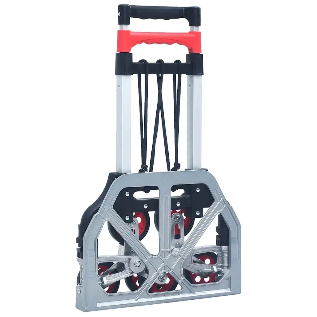 Foldable Stair Climbing Cart Black Aluminium 70kg Capacity Portable Three Wheel