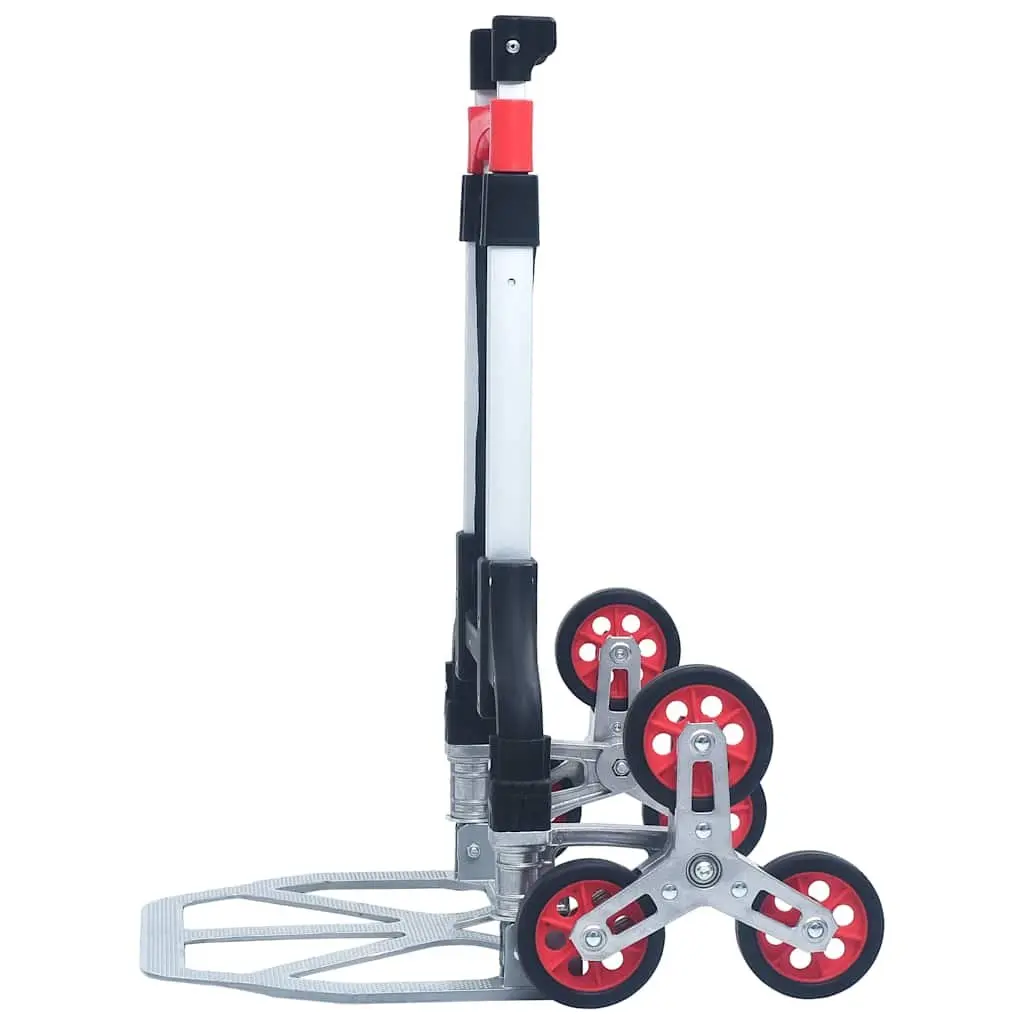 Foldable Stair Climbing Cart Black Aluminium 70kg Capacity Portable Three Wheel