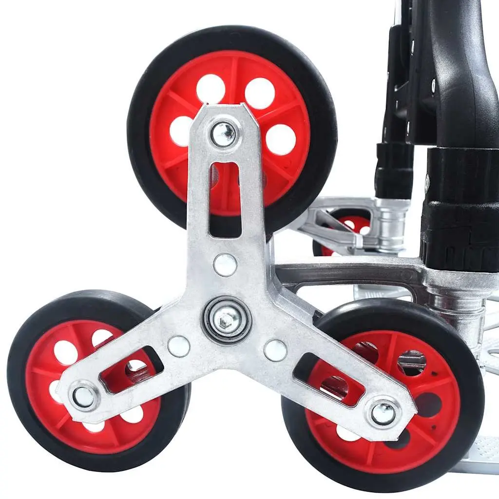 Foldable Stair Climbing Cart Black Aluminium 70kg Capacity Portable Three Wheel