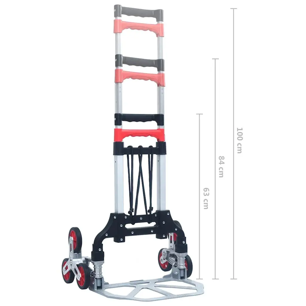 Foldable Stair Climbing Cart Black Aluminium 70kg Capacity Portable Three Wheel